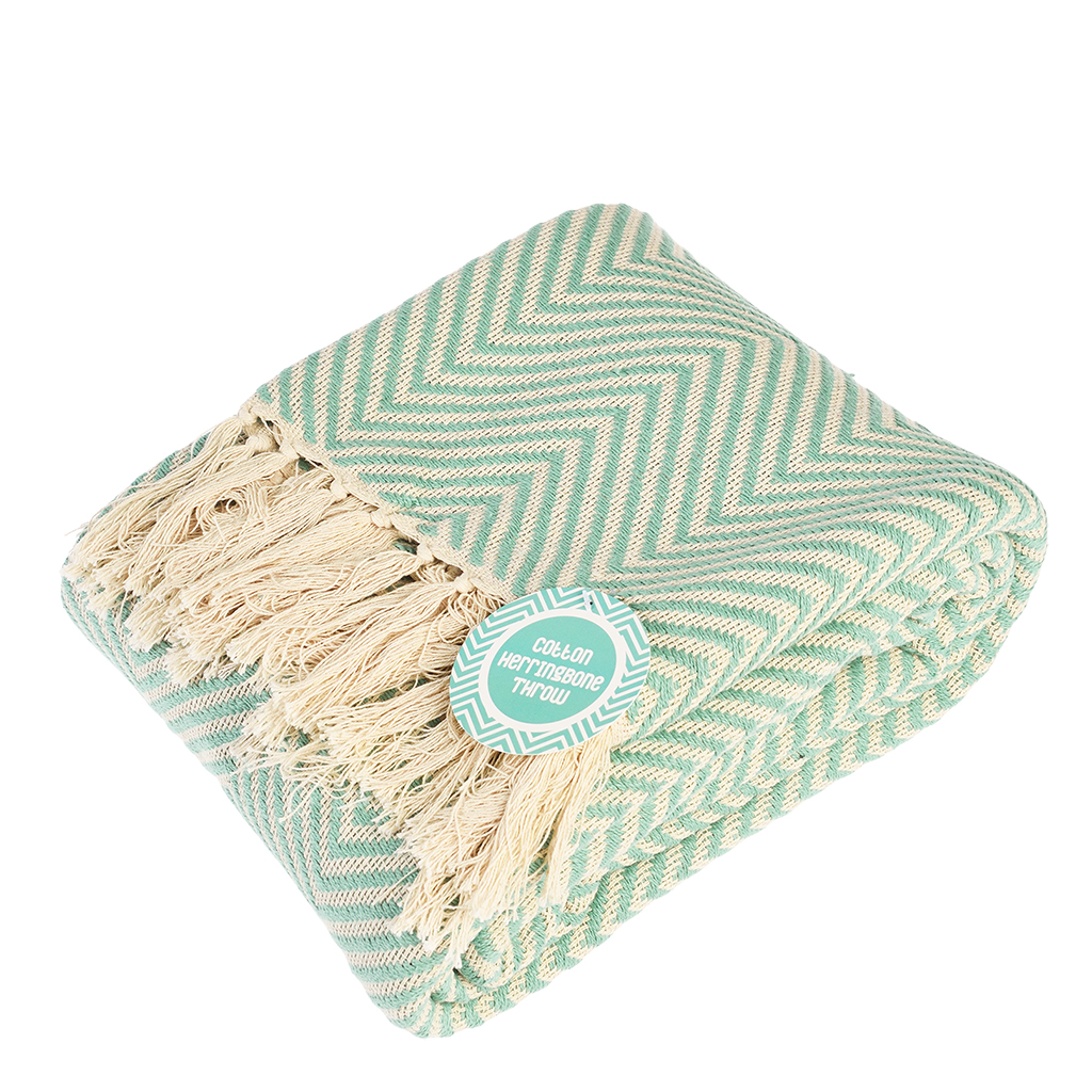 large herringbone throw (225 x 150 cm) - aqua