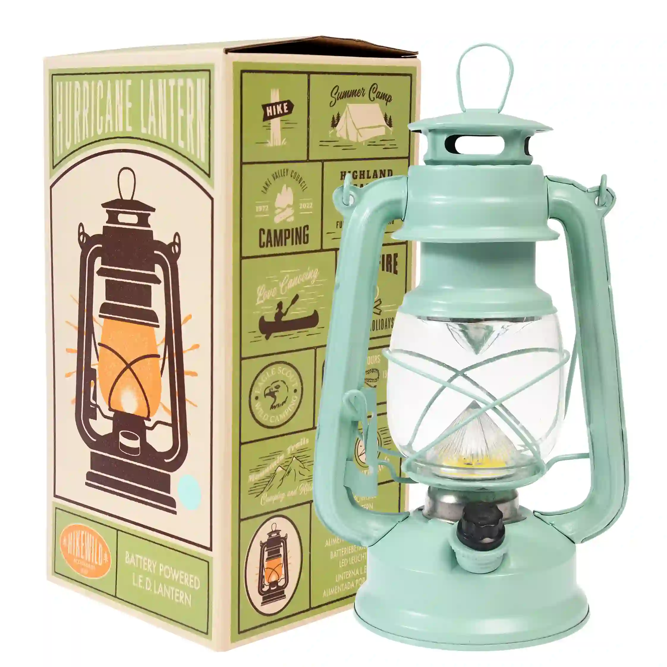 led hurricane lantern - aqua