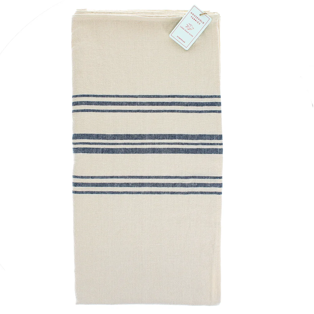pure belgian linen tablecloth (120 x 180cm) - blue stripe