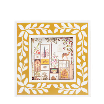 quadratischer bilderrahmen aus kunstharz (9 x 9 cm) - senfgelb