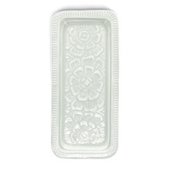 plateau à bibelots rectangulaire en émail - gris clair