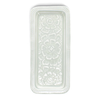 rectangular enamel trinket tray - light grey