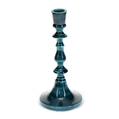 enamel candlestick (19cm) - blue enamel candlestick (19cm) - blue