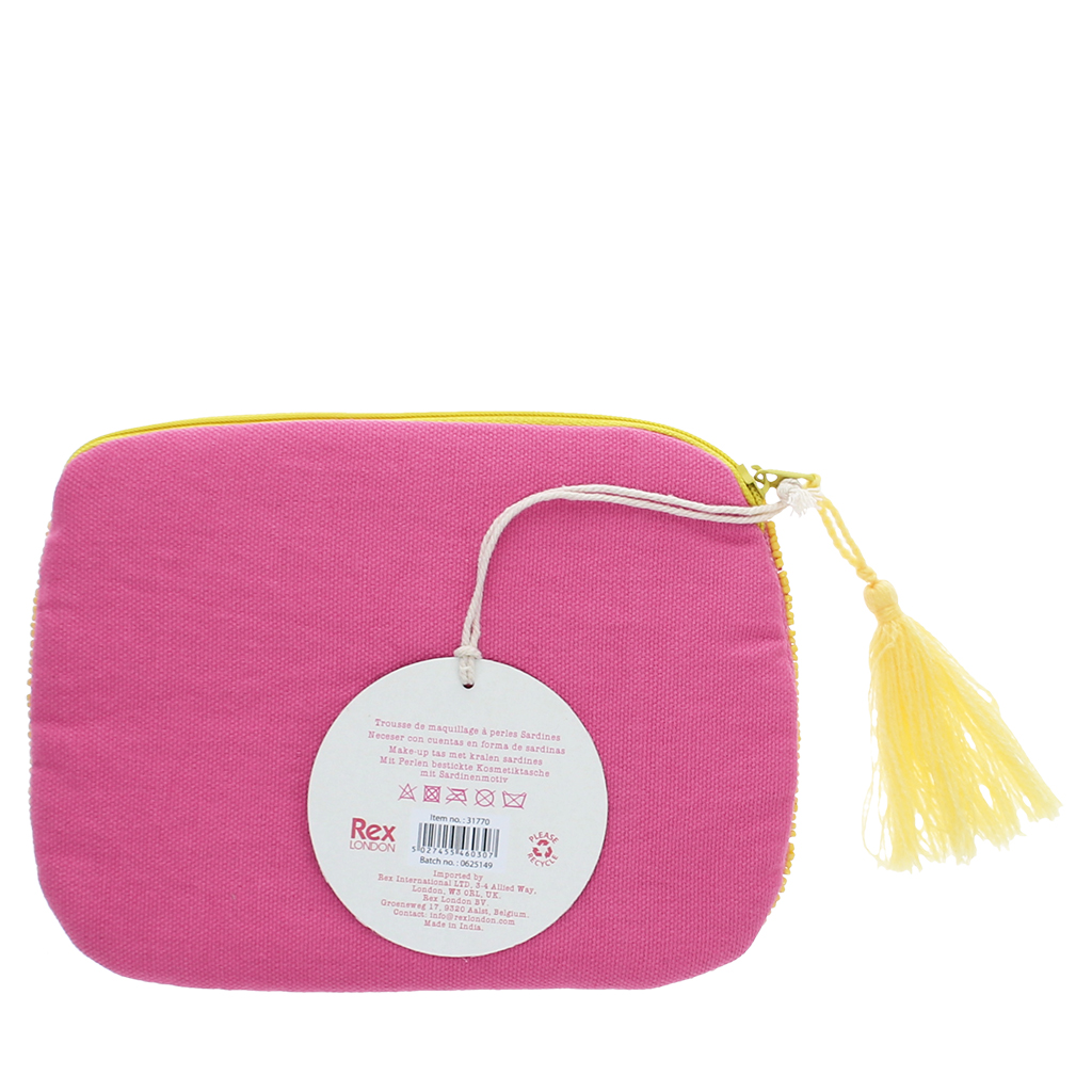 handcrafted beaded makeup bag - sardines