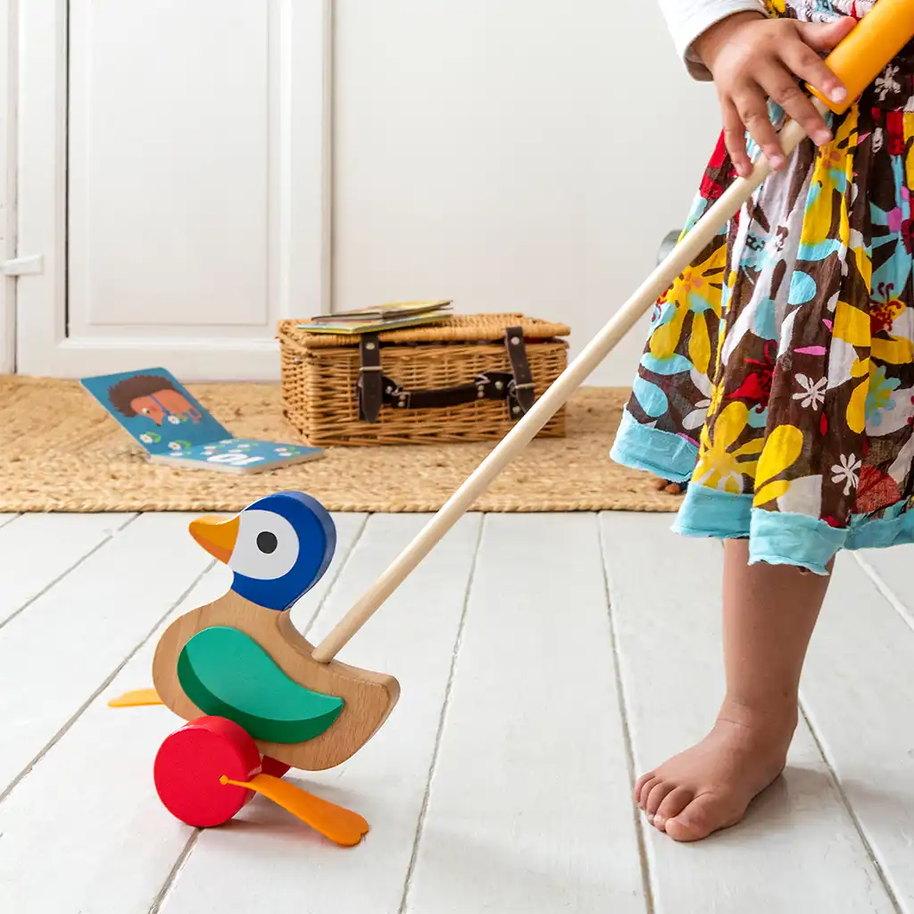 wooden push along flapping duck