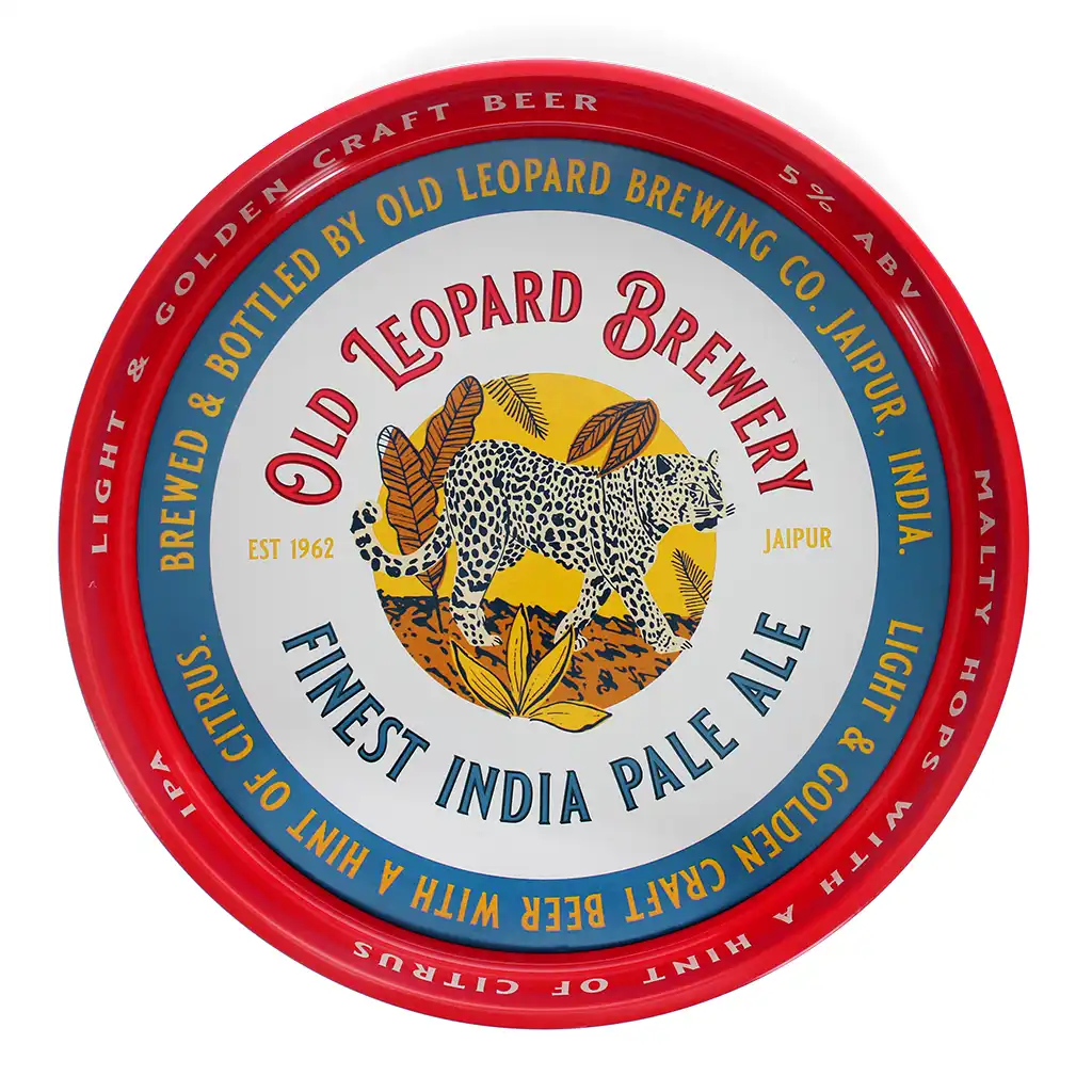 bandeja redonda para servir - old leopard brewery