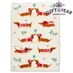 geschirrtuch aus baumwolle - weihnachtlicher dackel geschirrtuch aus baumwolle - weihnachtlicher dackel