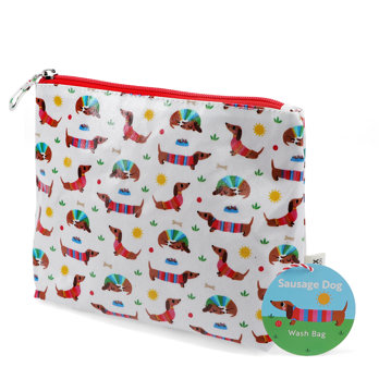 children's wash bag - sunny sausage dog