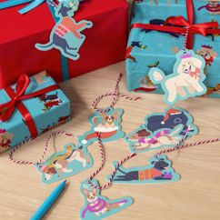 weihnachtliche geschenkanhänger aus pappe (12-er packung) - festive friends