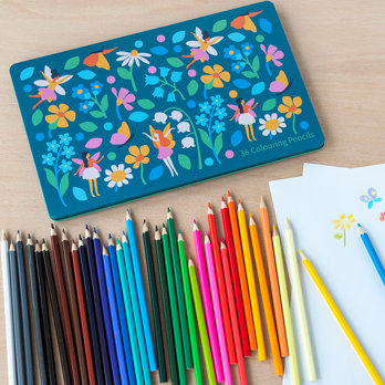 36 crayons de coloriage dans une boîte fairies in the garden