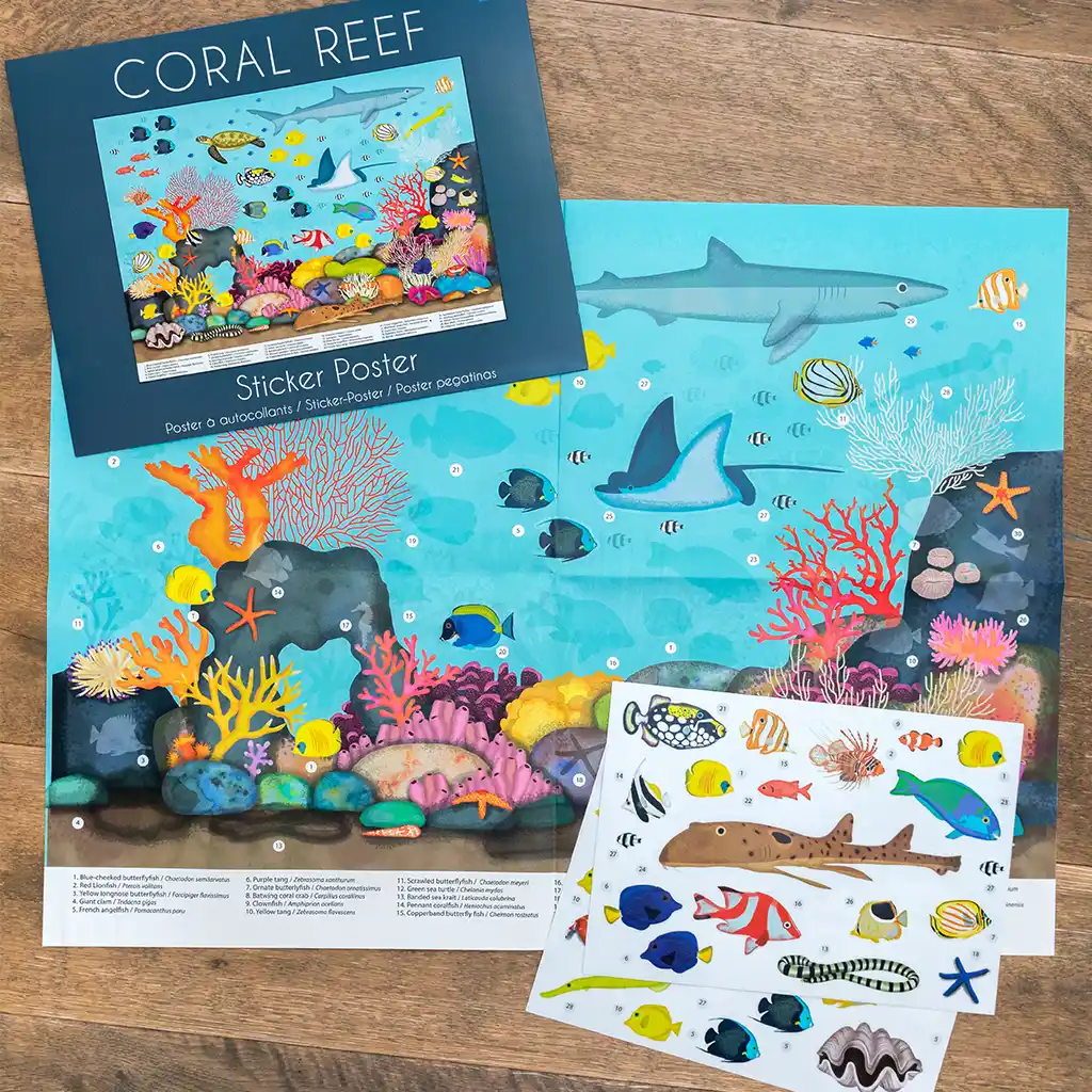 póster de pegatinas arrecife de coral