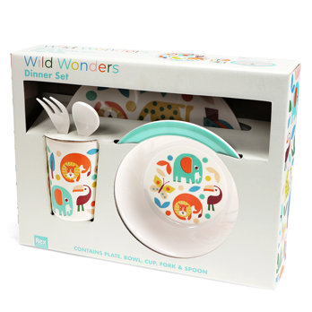 children's melamine dinner set (5 pieces) - wild wonders