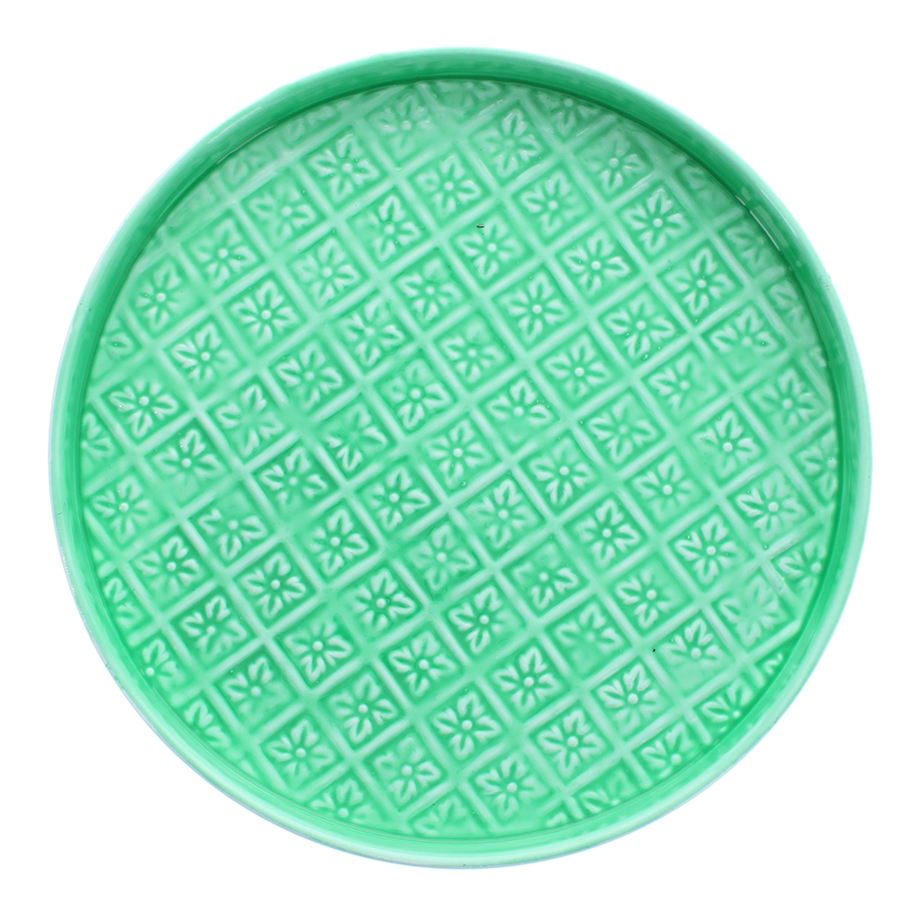 round enamel trinket tray (30cm) - green