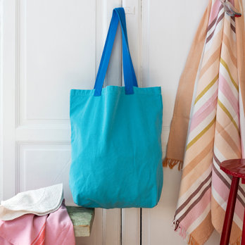 two-tone cotton tote bag - aqua blue