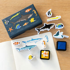set of mini stamps - ocean animals