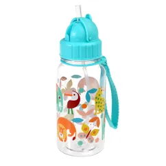 children's water bottle with straw 500ml - wild wonders children's water bottle with straw 500ml - wild wonders
