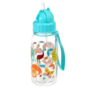 children's water bottle with straw 500ml - wild wonders children's water bottle with straw 500ml - wild wonders