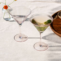 ridged martini glasses (set of 2) 200ml - pink