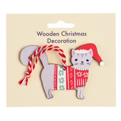 decoración navideña gato gris