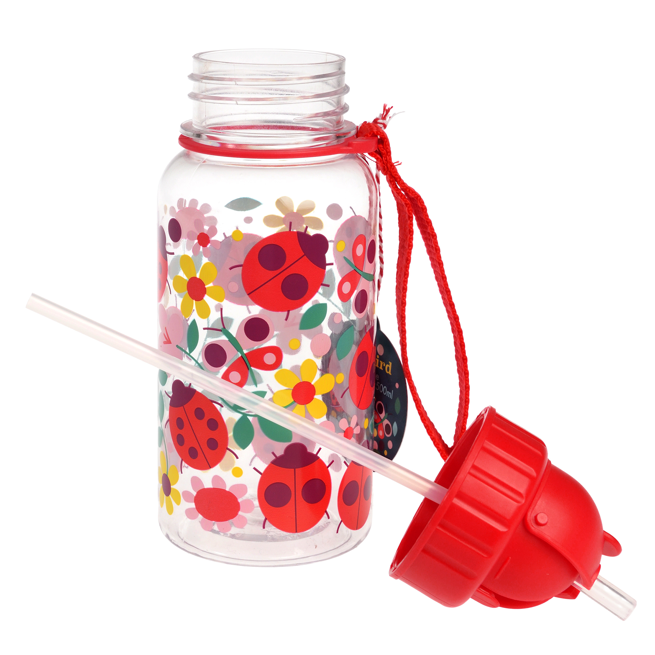children's water bottle with straw 500ml - ladybird