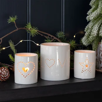 teelichthalter aus glänzender keramik - stern teelichthalter aus glänzender keramik - stern