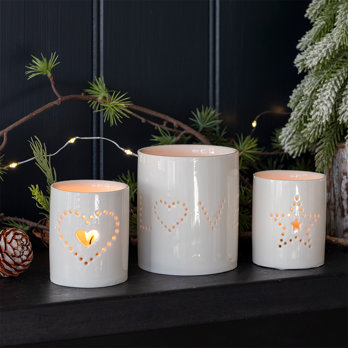 glossy ceramic tealight holder - star