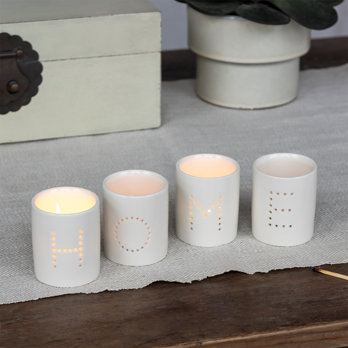 glossy ceramic tealight holders (set of 4) - home
