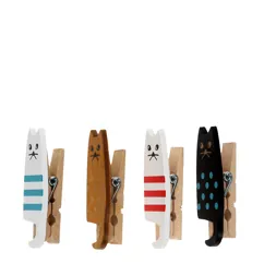 mini wooden pegs (set of 4) - cats mini wooden pegs (set of 4) - cats