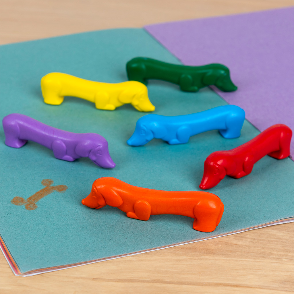 crayons en forme de chien (lot de 6) - teckel ensoleillé