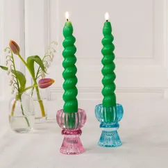 twisted candles (pack of 2) - dark green