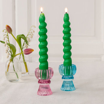 twisted candles (pack of 2) - dark green