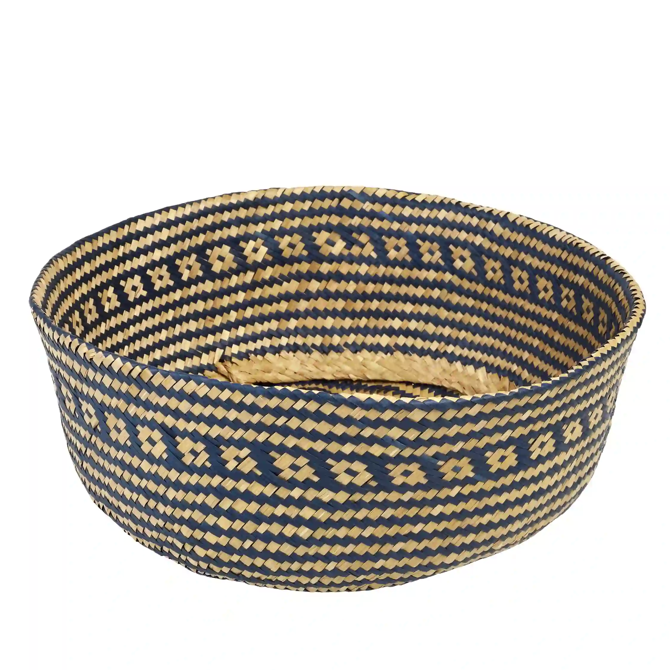 large seagrass basket - navy blue