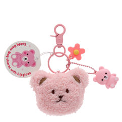 plush bag charm with lip gloss - teddy bear
