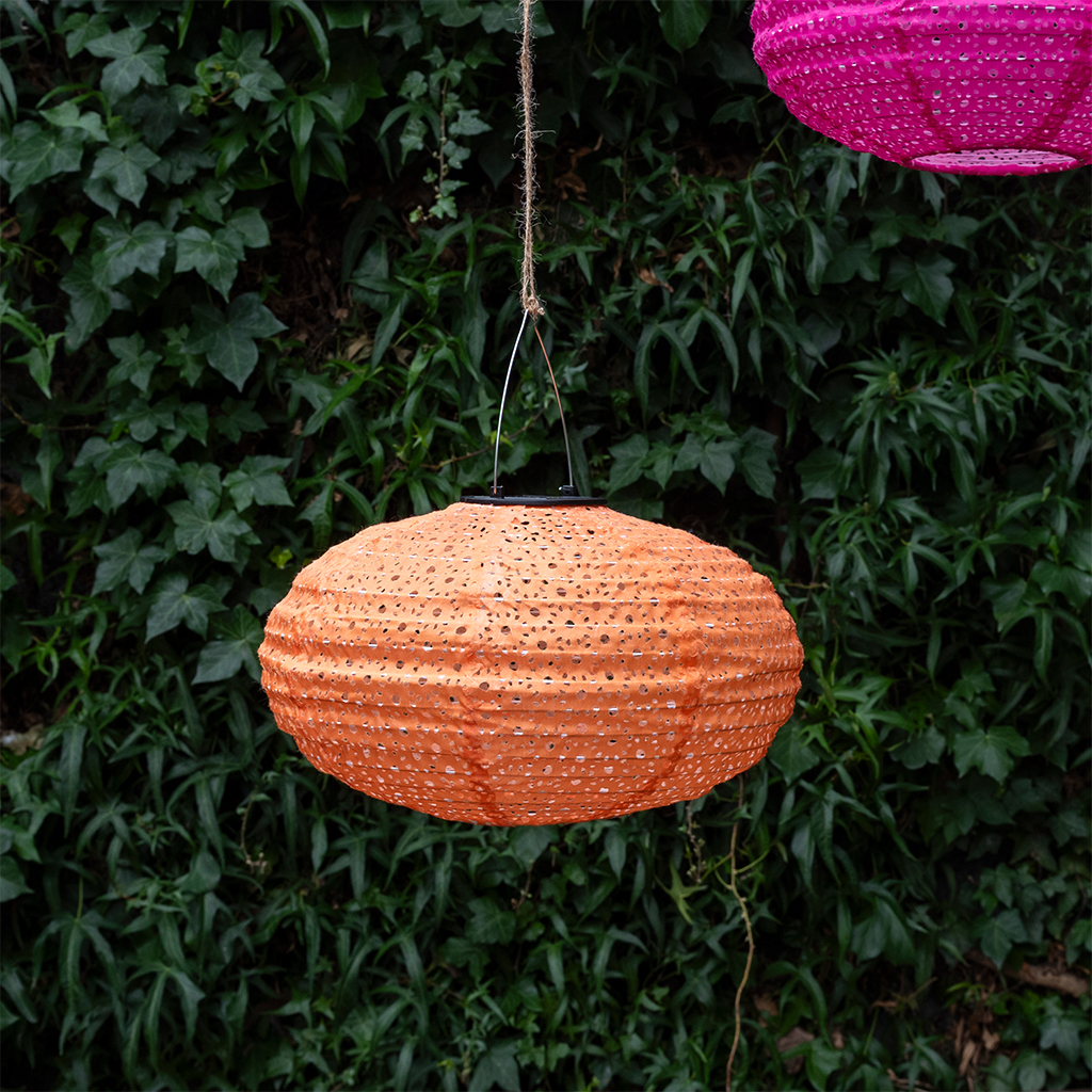 outdoor solar ufo lantern - orange