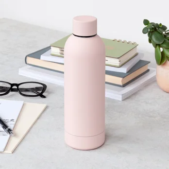 rubber coated steel bottle 500ml - light pink rubber coated steel bottle 500ml - light pink