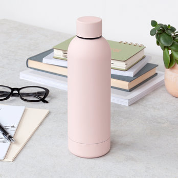 rubber coated steel bottle 500ml - light pink