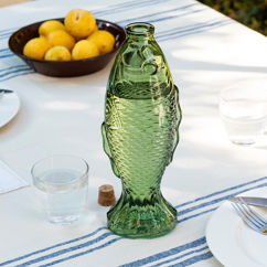 glass bottle 500ml - green fish