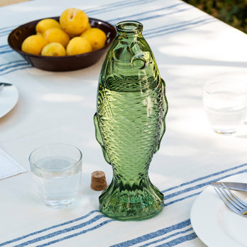glass bottle 500ml - green fish