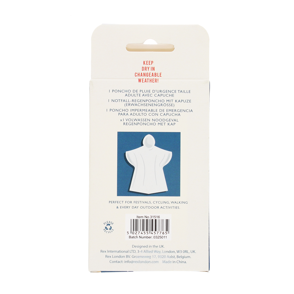 poncho de pluie d'urgence - boîte bleue