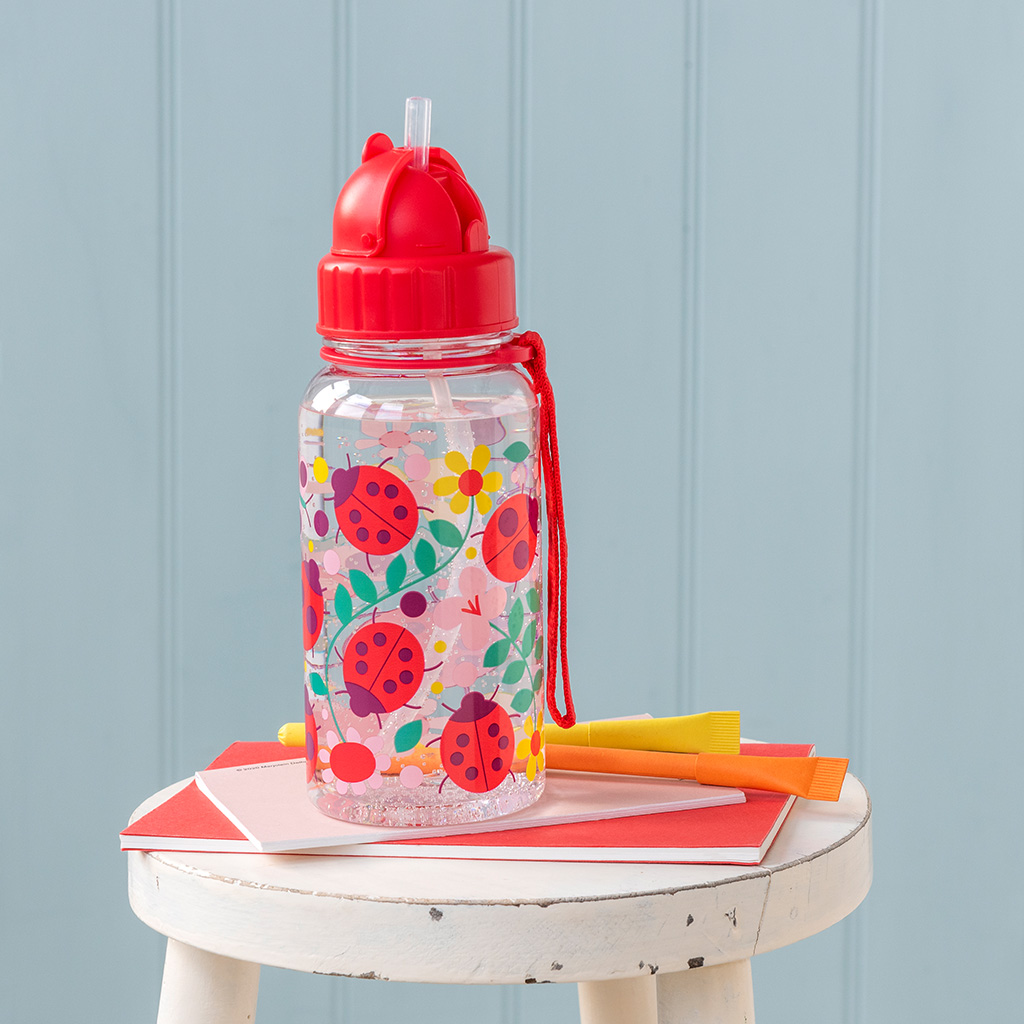 children's water bottle with straw 500ml - ladybird