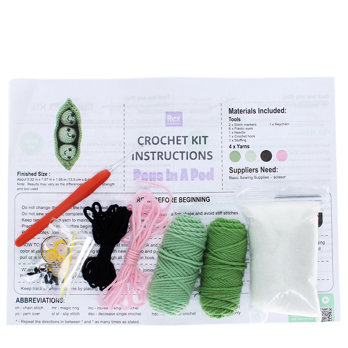 crochet keyring kit - peas in a pod