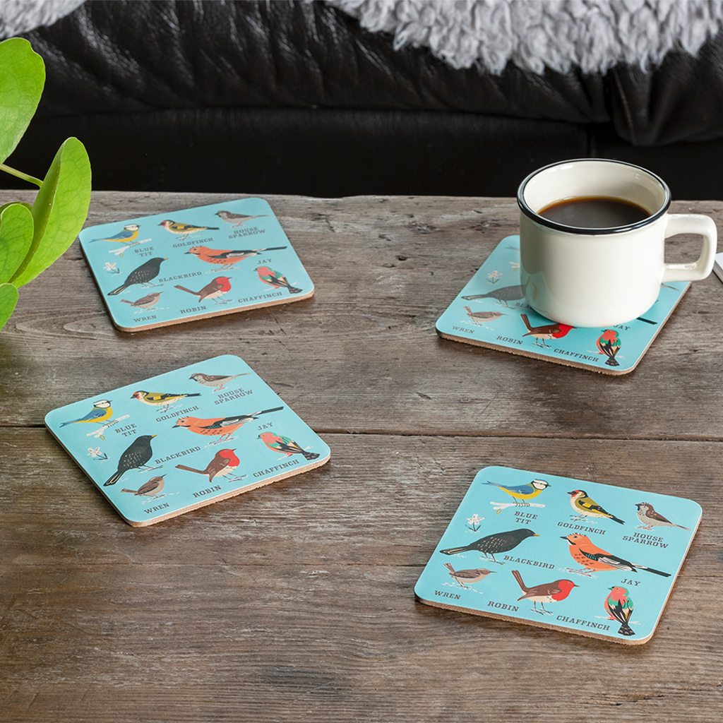 glasuntersetzer garden birds (4-er set)