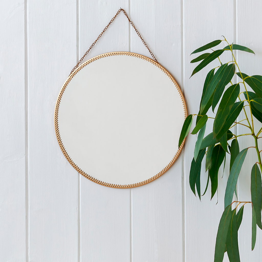 circular hanging mirror (29cm) - gold tone