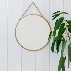 circular hanging mirror (29cm) - gold tone circular hanging mirror (29cm) - gold tone