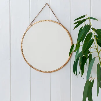circular hanging mirror (29cm) - gold tone circular hanging mirror (29cm) - gold tone