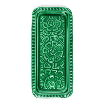 rectangular enamel trinket tray - dark green