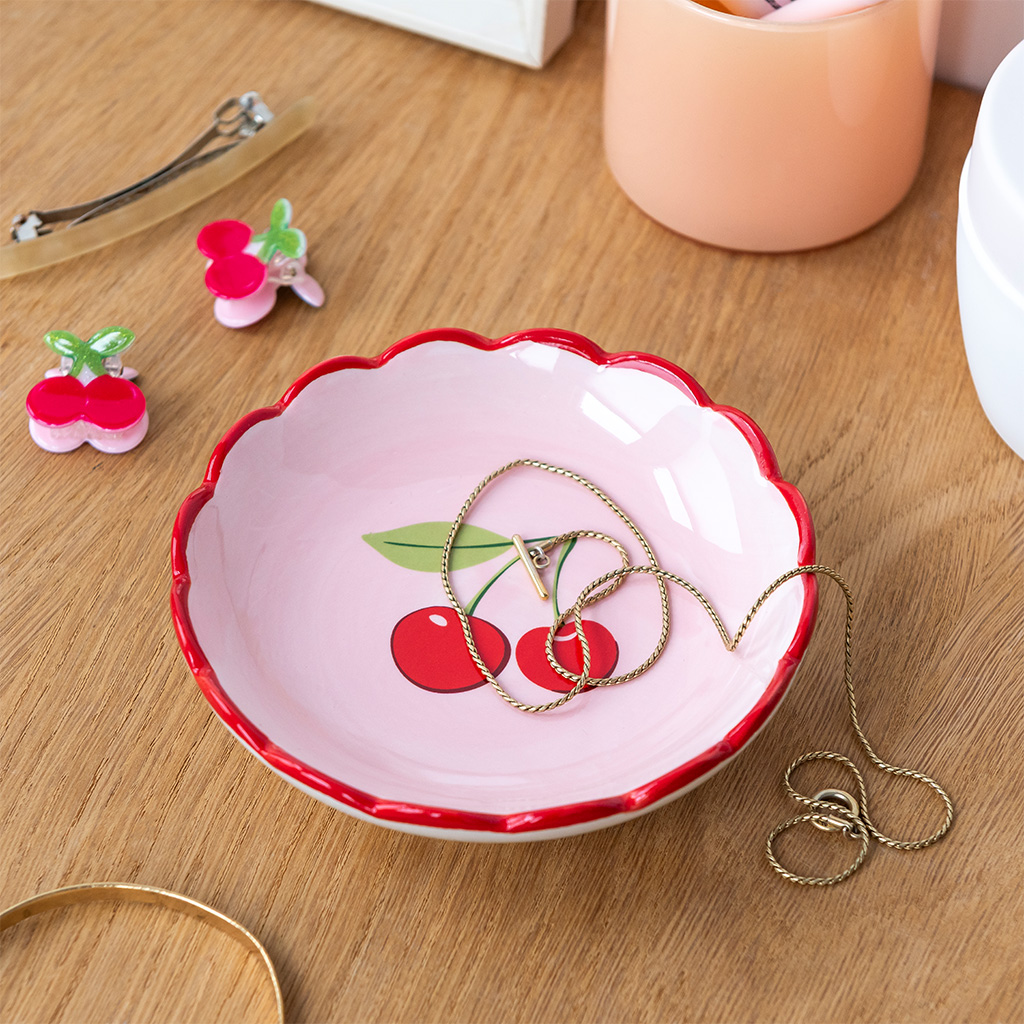 vide-poches festonnée en céramique (12 cm) - cherry