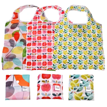assorted foldaway recycled shopper bags - vintage ivy, love birds, vintage apple assorted foldaway recycled shopper bags - vintage ivy, love birds, vintage apple