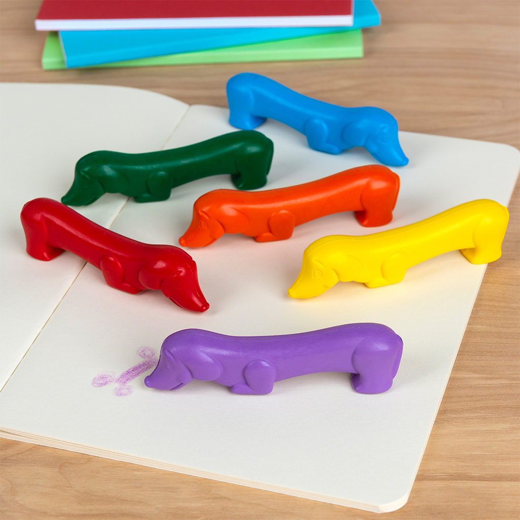 dog shaped crayons (set of 6) - sunny sausage dog