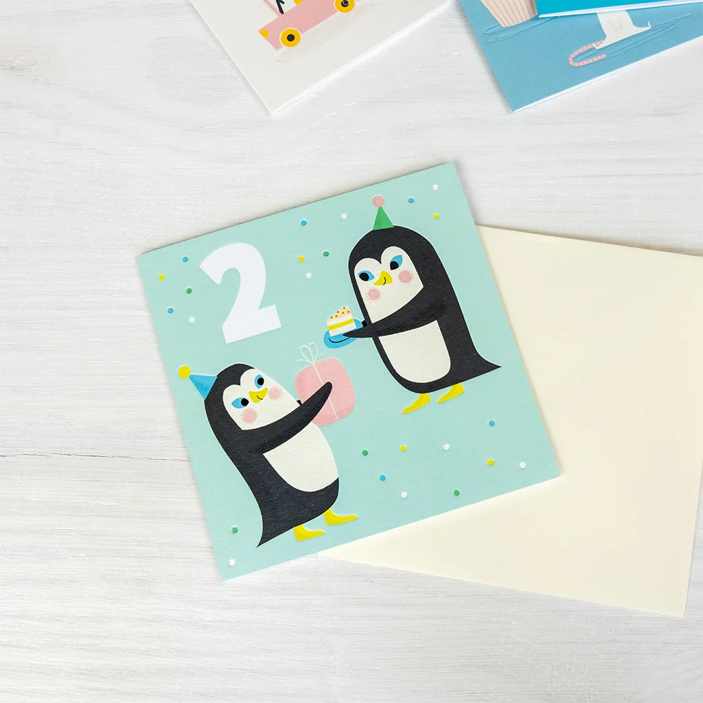 tarjeta de cumpleaños 'dos' pingüino